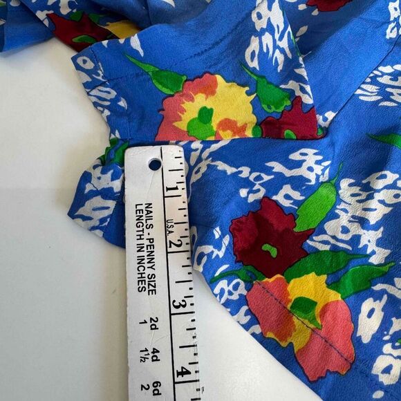 Yumi‎ Kim Blue Floral Pattern 100% Silk Button Front Romper Size Small - Picture 10 of 10